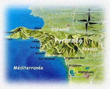 La traverse des Pyrnnes par la mer.                                    Cliquez sur la carte pour l'agrandir (290 ko JPG)